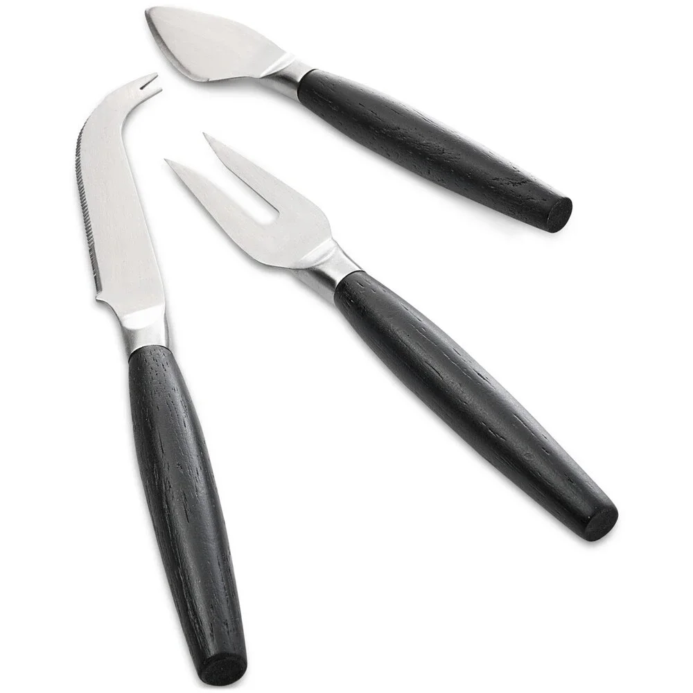 The Cellar Wood & Metal Cheese Serving Set Black/Silver - 3 Piece